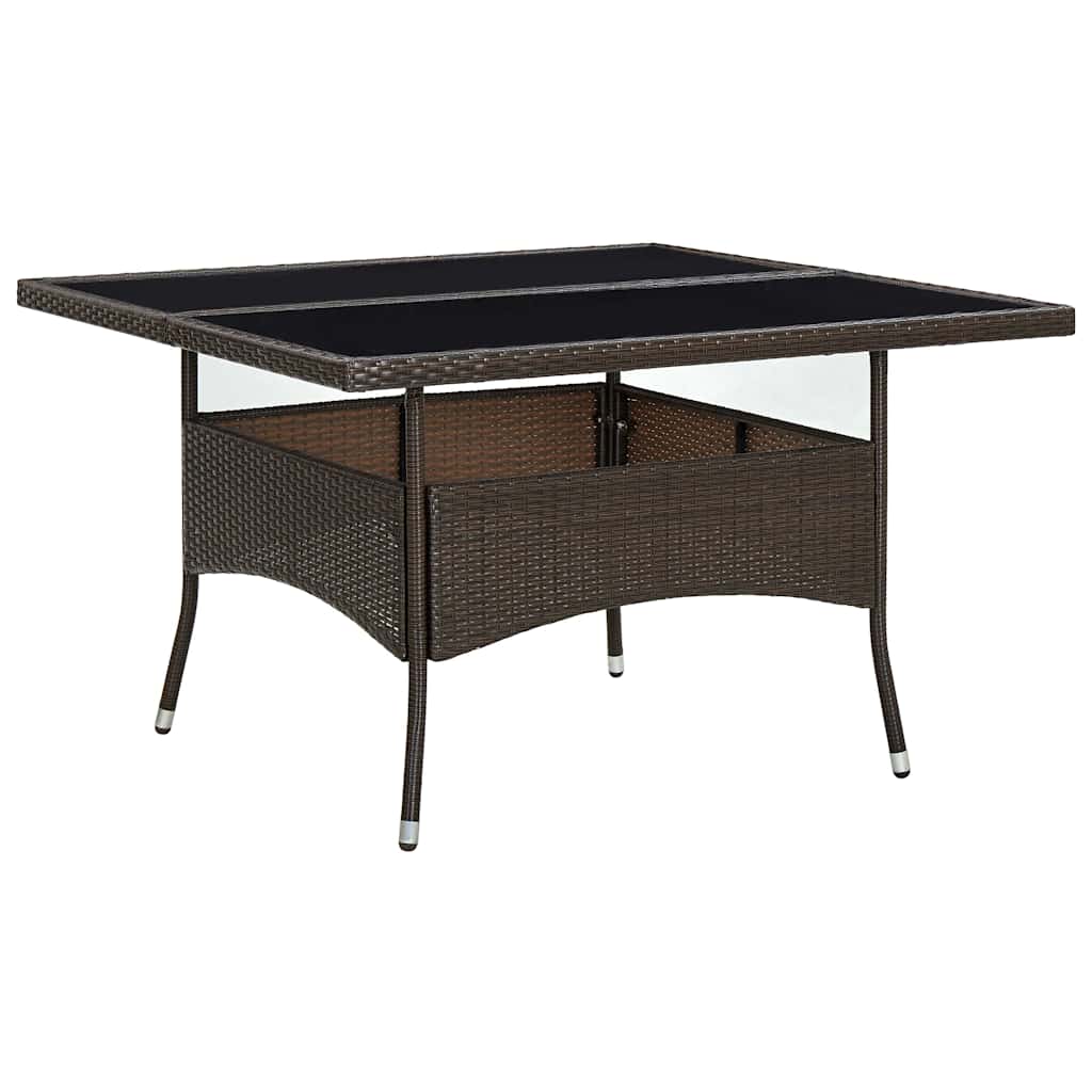 Vidaxl tuintafel poly rattan en glas bruin