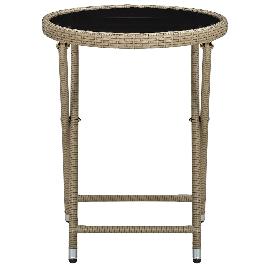 Vidaxl salontafel 60 cm poly rattan en gehard glas beige
