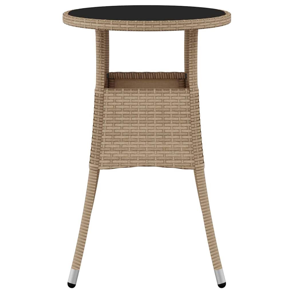 Vidaxl tuintafel ø60x75 cm gehard glas en poly rattan beige