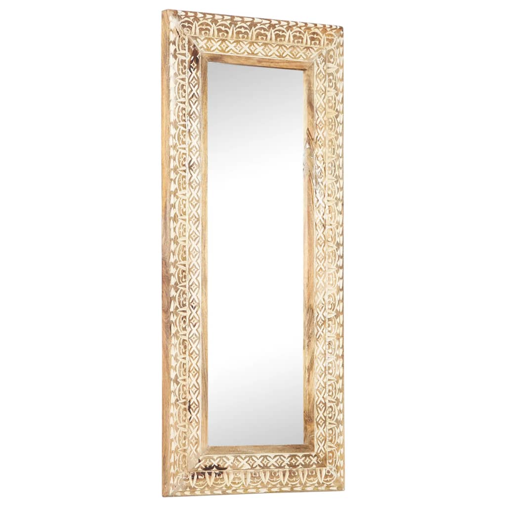 Vidaxx-Spiegel handgeschnitzt 110x50x2,6 cm aus massivem Mangoholz