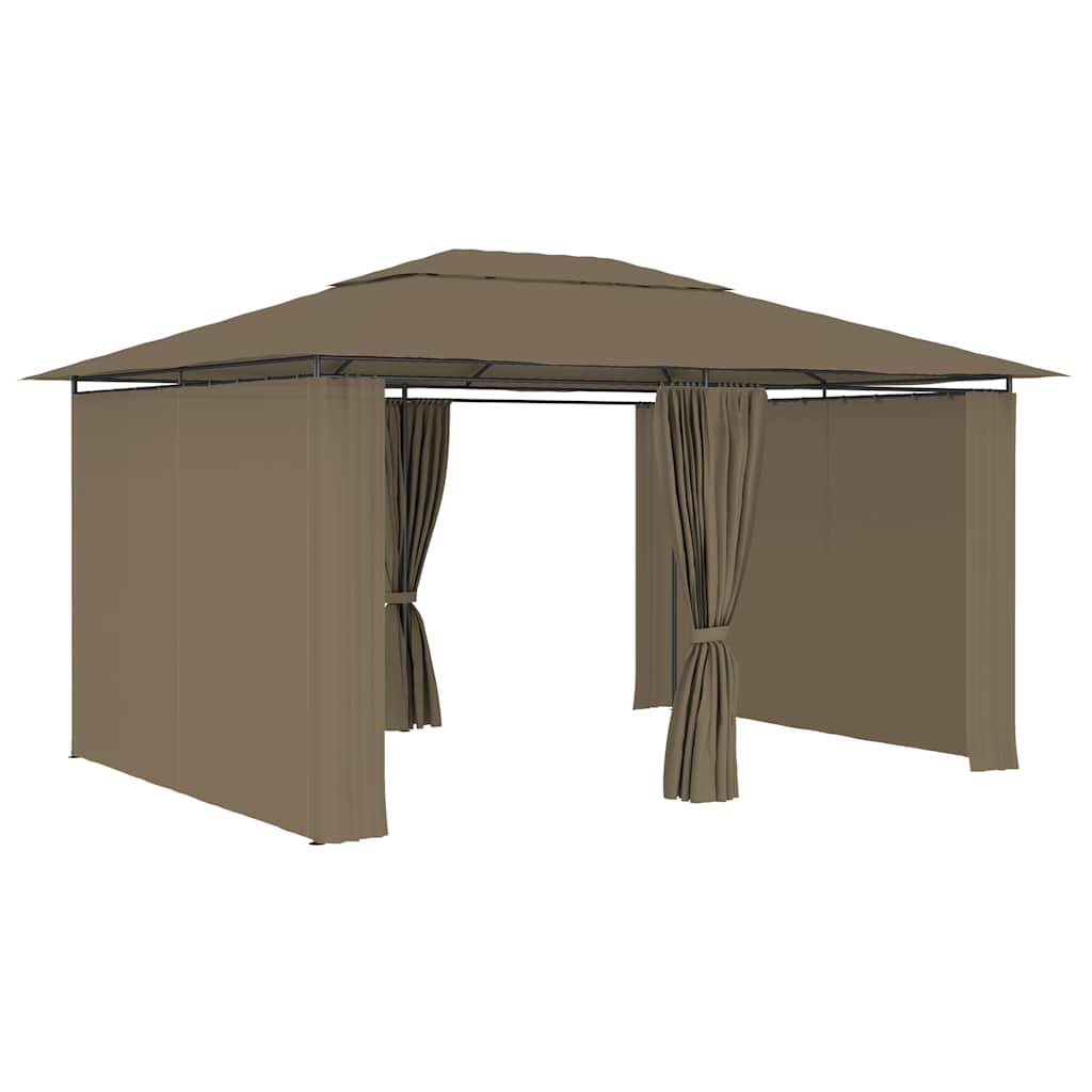 Vidaxxl Gartenpavillon mit Vorhängen 180 g m² 4x3 m Taupe