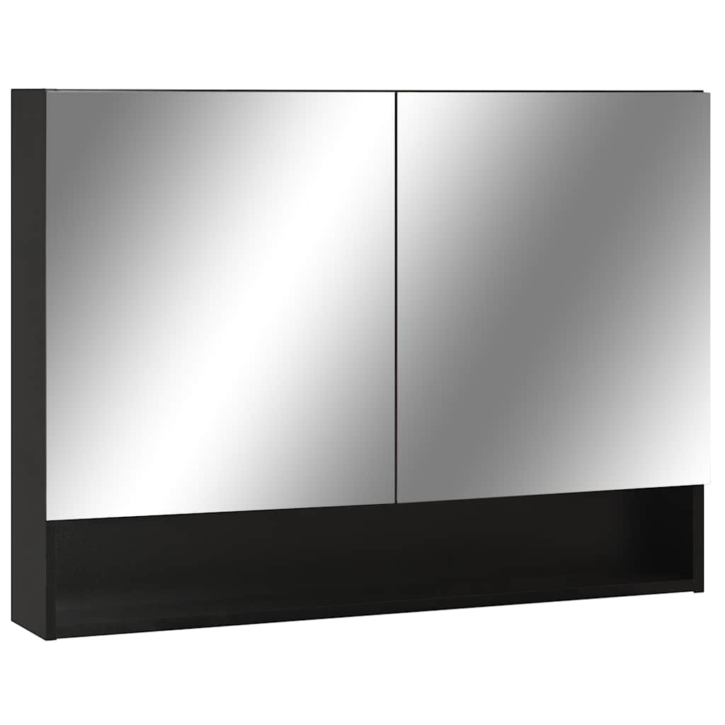 Vidaxl badkamerspiegelkast led 80x15x60 cm mdf zwart