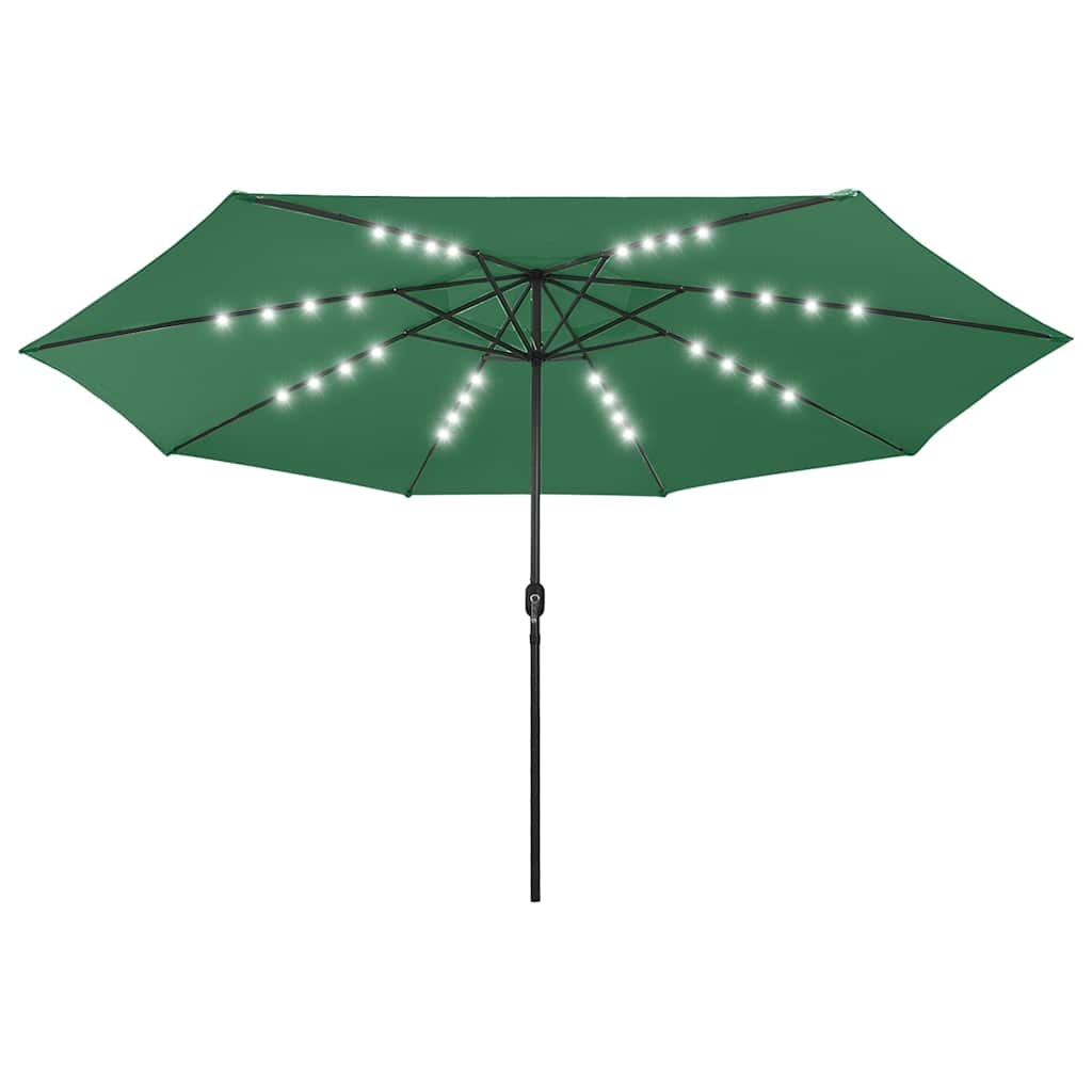 Vidaxl -Parasol mit LED -Beleuchtung und Metallpol 400 cm Grün