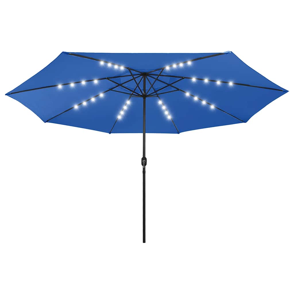 Vidaxl -Parasol mit LED -Beleuchtung und Metallpol 400 cm Azure Blau