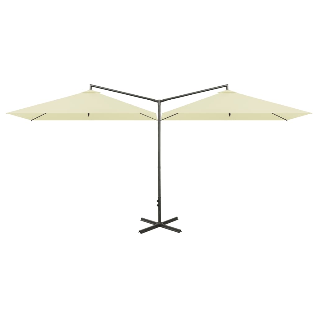 Vidaxl Parasol Double mit Stahlpol 600x300 cm Sandkoloriert