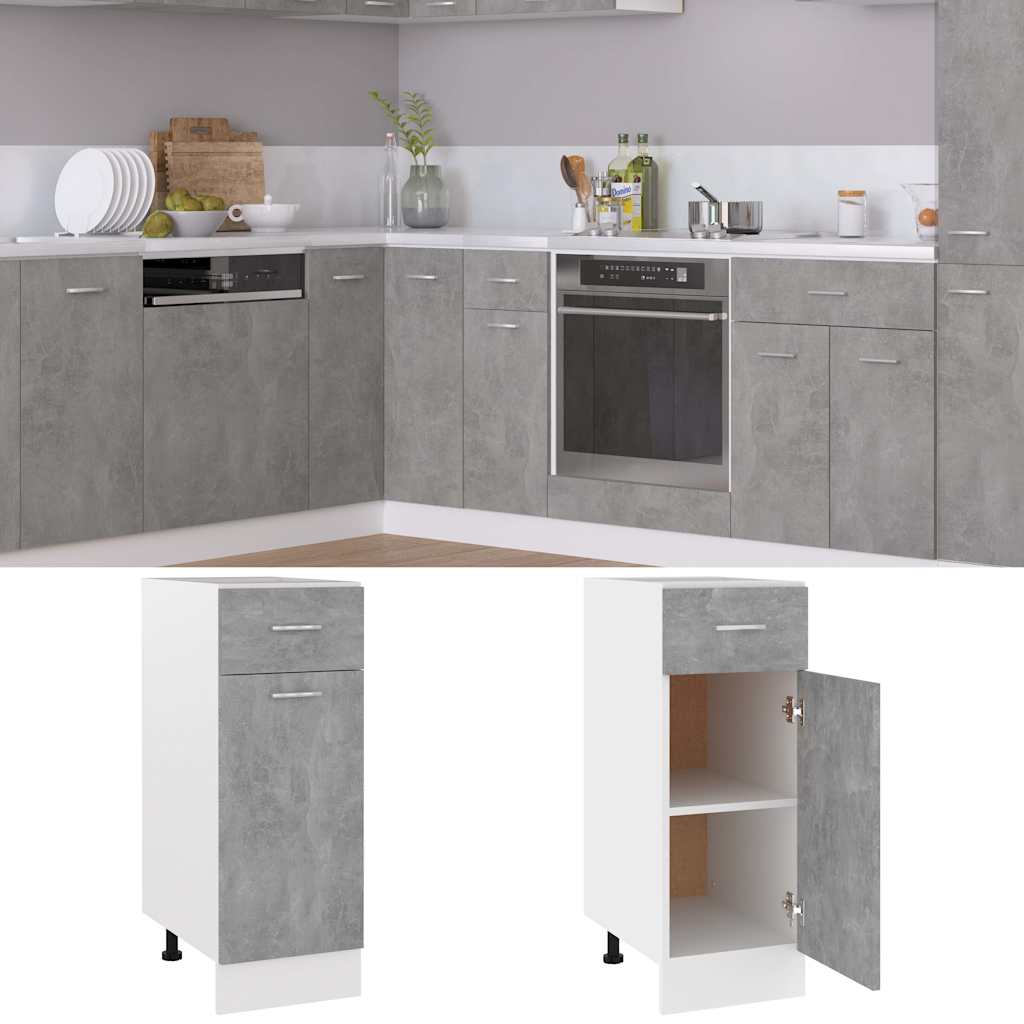Vidaxl onderkast met lade lyon 30x46x81,5 cm bewerkt hout betongrijs