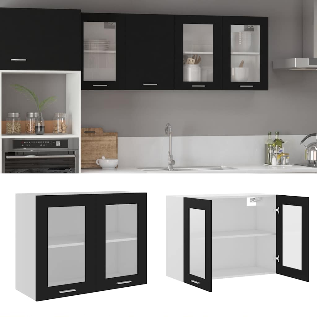 Vidaxl bovenkast lyon 80x31x60 cm bewerkt hout zwart