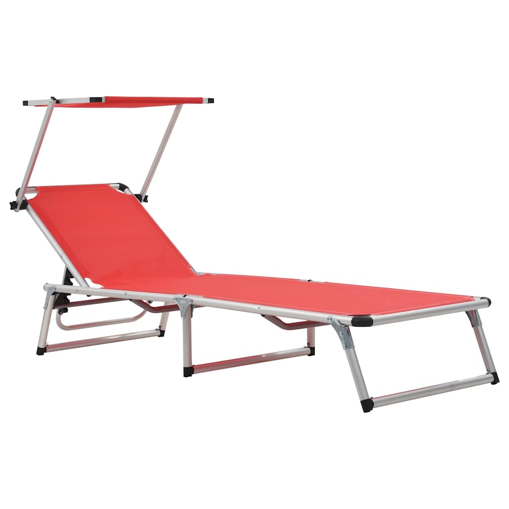 Vidaxl ligbedden inklapbaar met dak 2 st aluminium en textileen rood