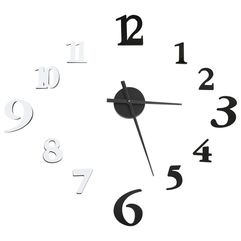 VidaXL 3D-Wanduhr modern XXL 100 cm Schwarz-Weiß