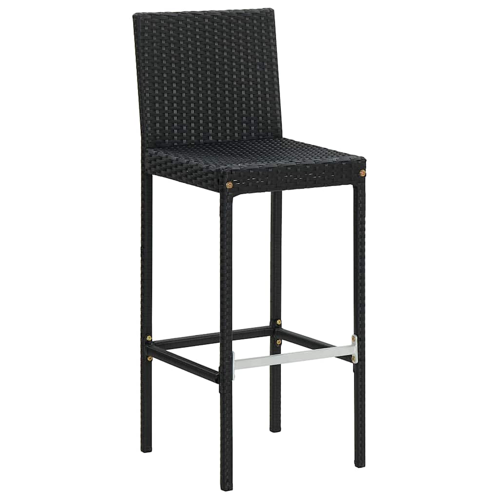 Vidaxl tuinbarkrukken met kussens 2 st poly rattan zwart
