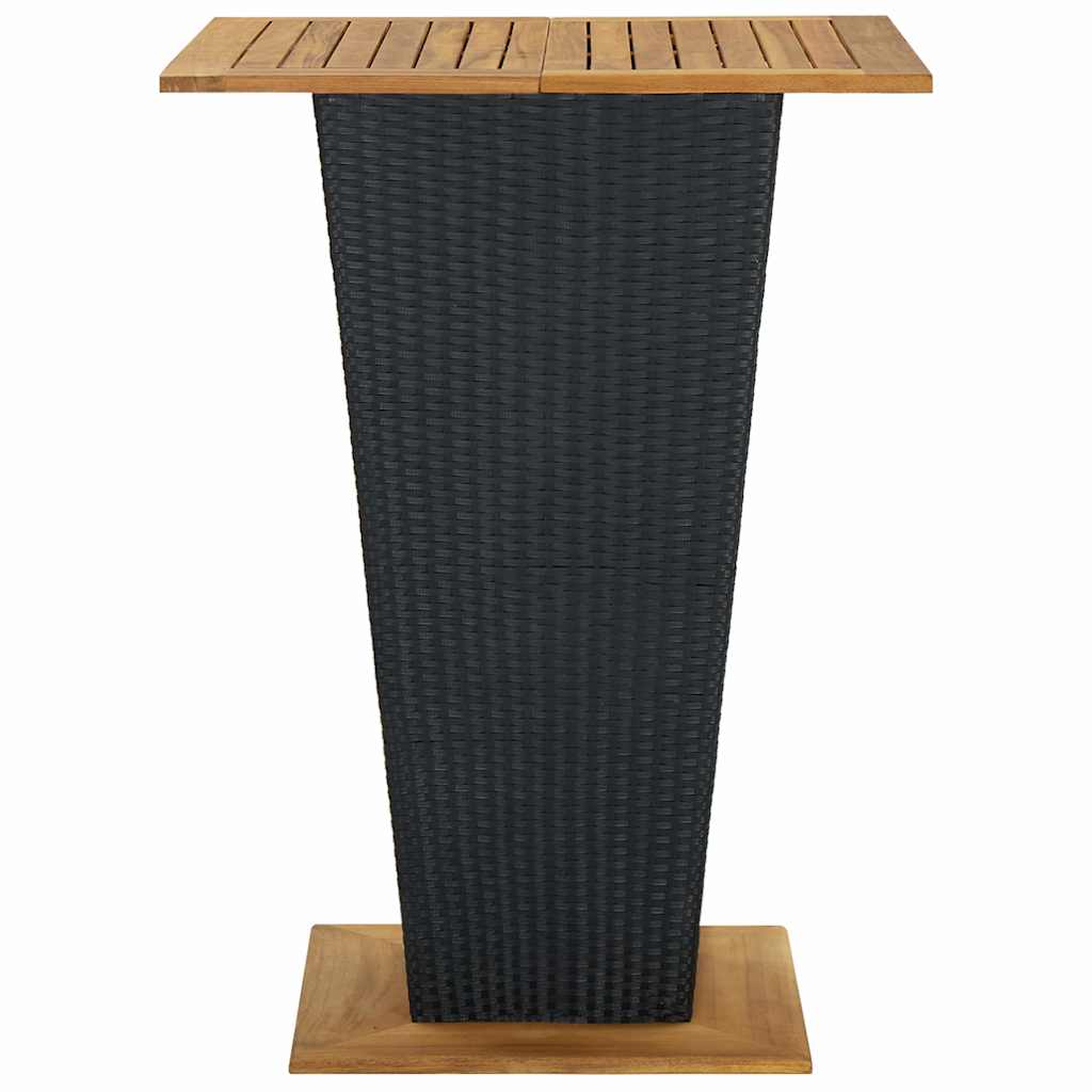 Vidaxl bartafel 80x80x110 cm poly rattan en massief acaciahout zwart