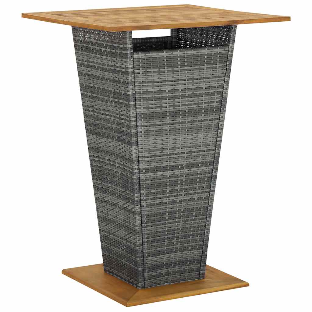Vidaxl bartafel 80x80x110 cm poly rattan en massief acaciahout grijs