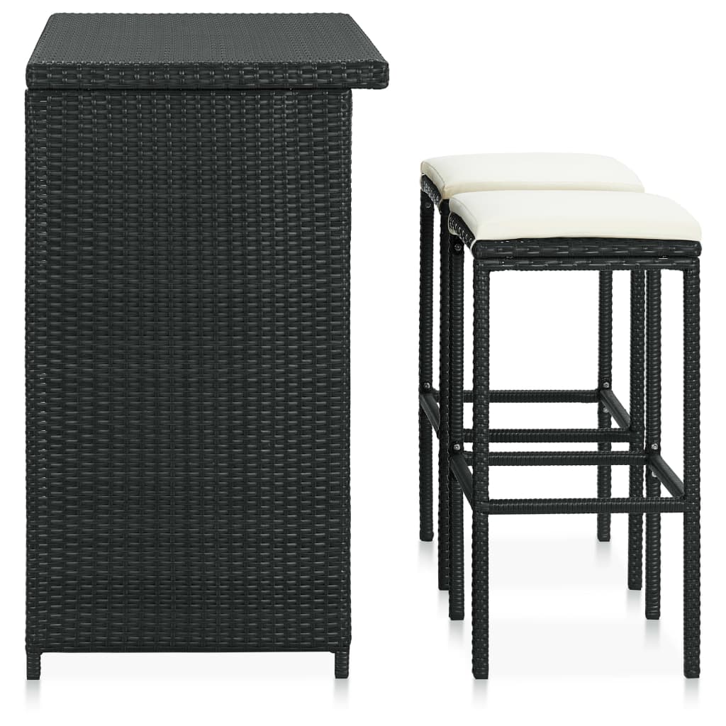 Vidaxl 3-delige barset poly rattan zwart