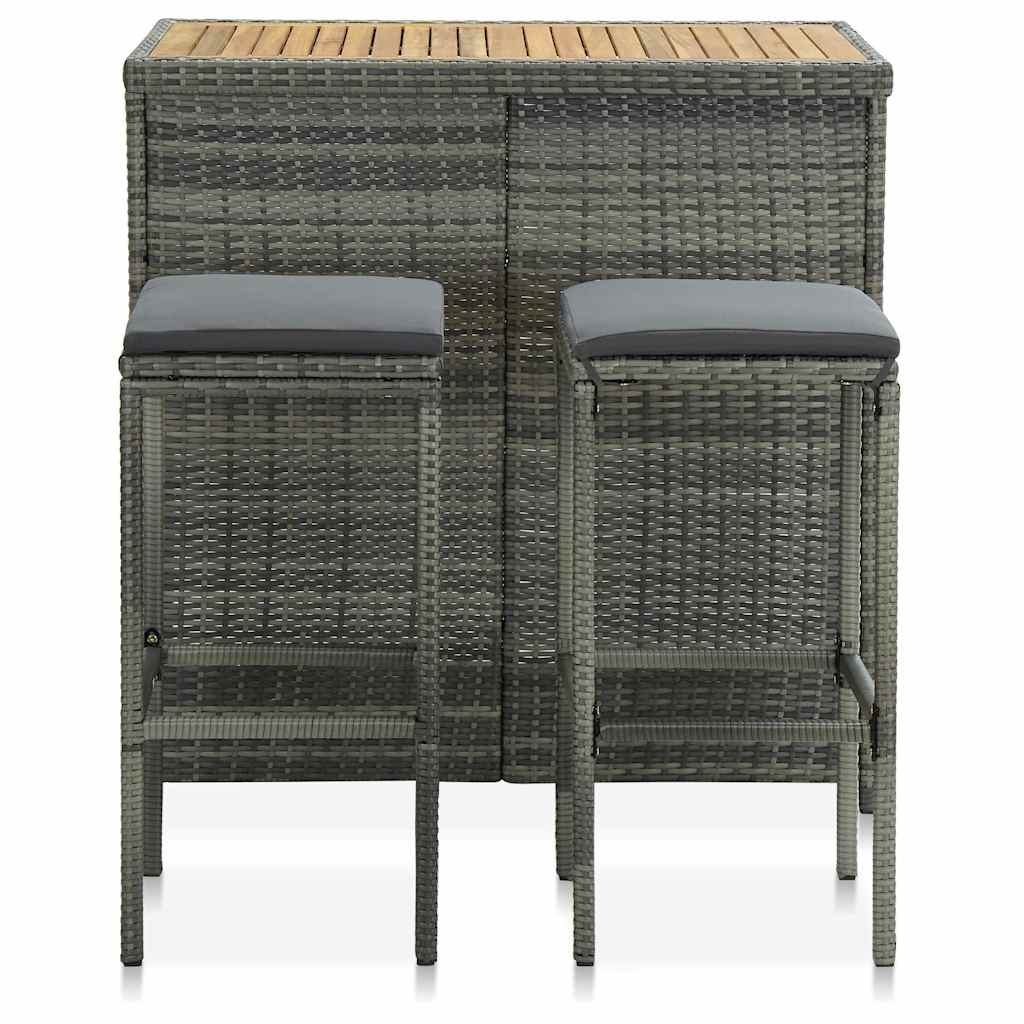 Vidaxl 3-delige barset poly rattan grijs