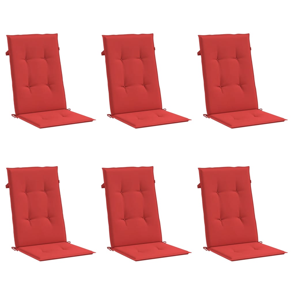 Vidaxl Gartenstuhl Kissen 6 St. hoher Rücken 120x50x3 cm Stoff rot