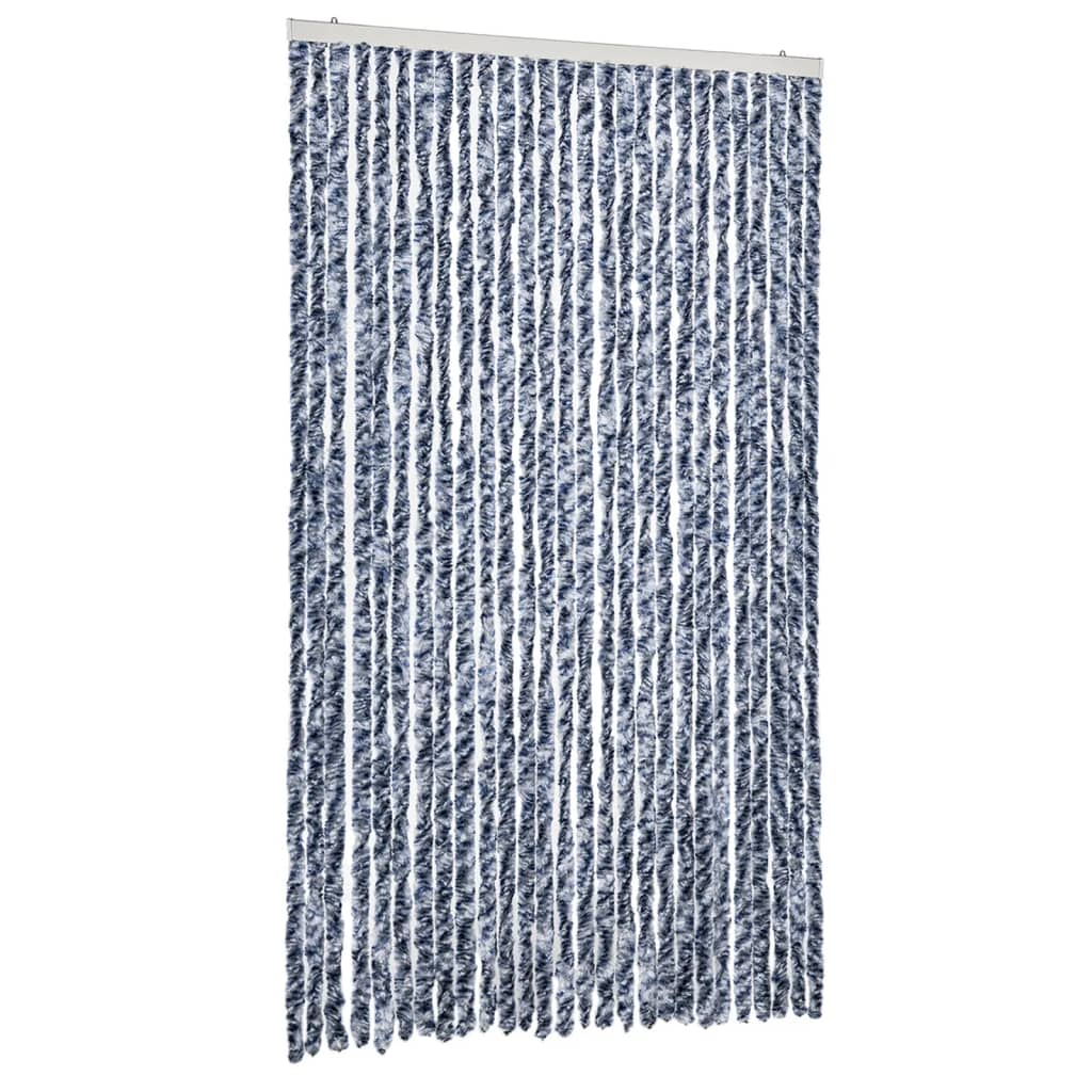 Vidaxl Fly Vorhang 118x220 cm Chenille Blau und Weiß