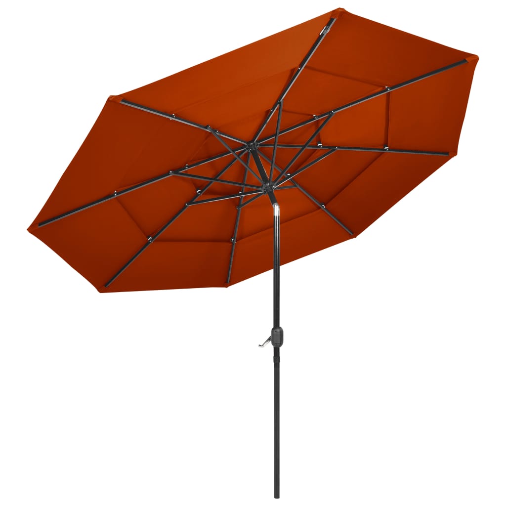 Vidaxl Parasol 3-Layer mit Aluminiumpol 3 m Terrakotta-farbig