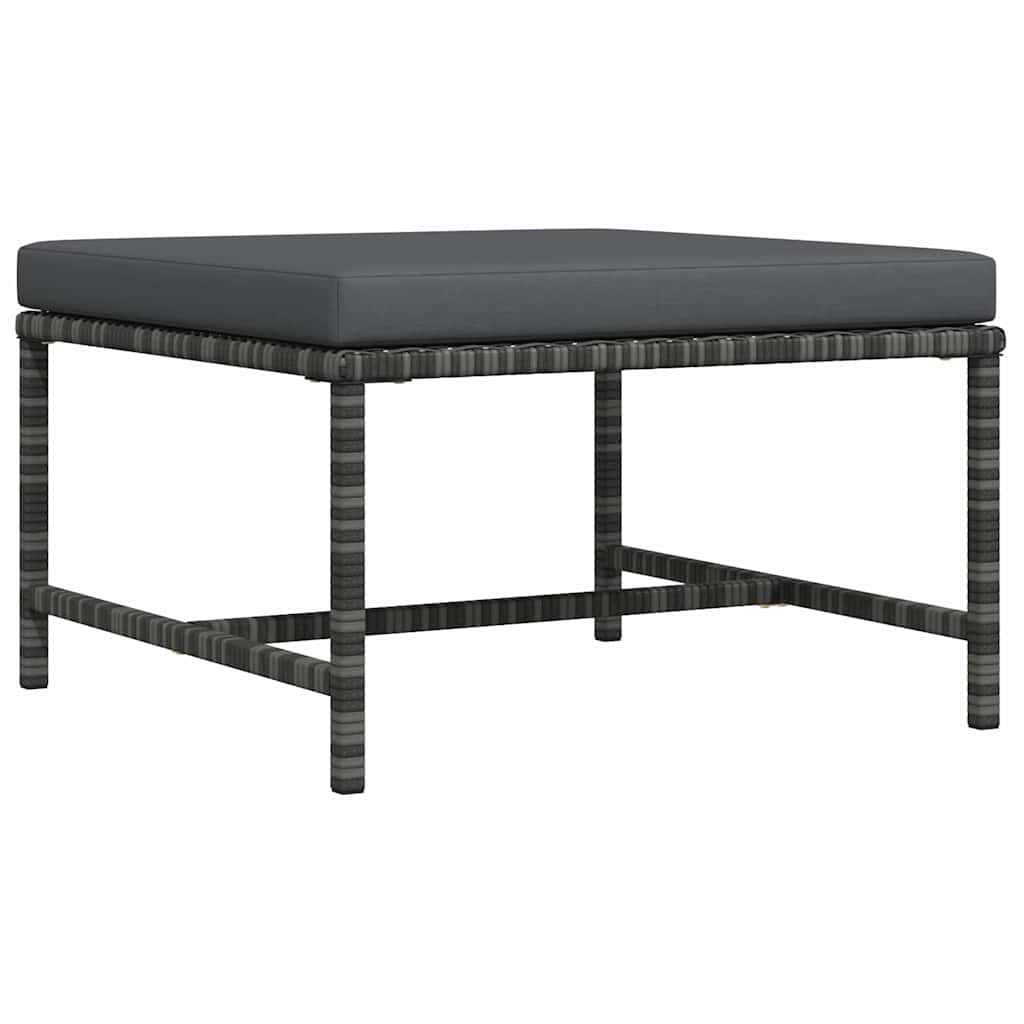 Vidaxl voetensteun sectioneel met kussen poly rattan grijs