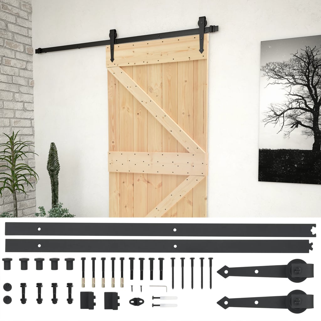 Vidaxl -Schiebetür mit Teig 90x210 cm Festkiefer