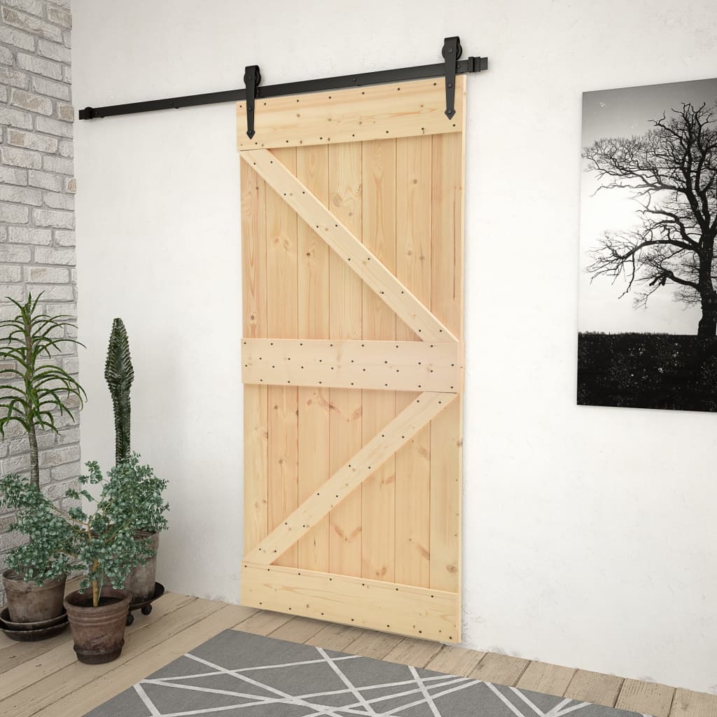 Vidaxl -Schiebetür mit Teig 90x210 cm Festkiefer