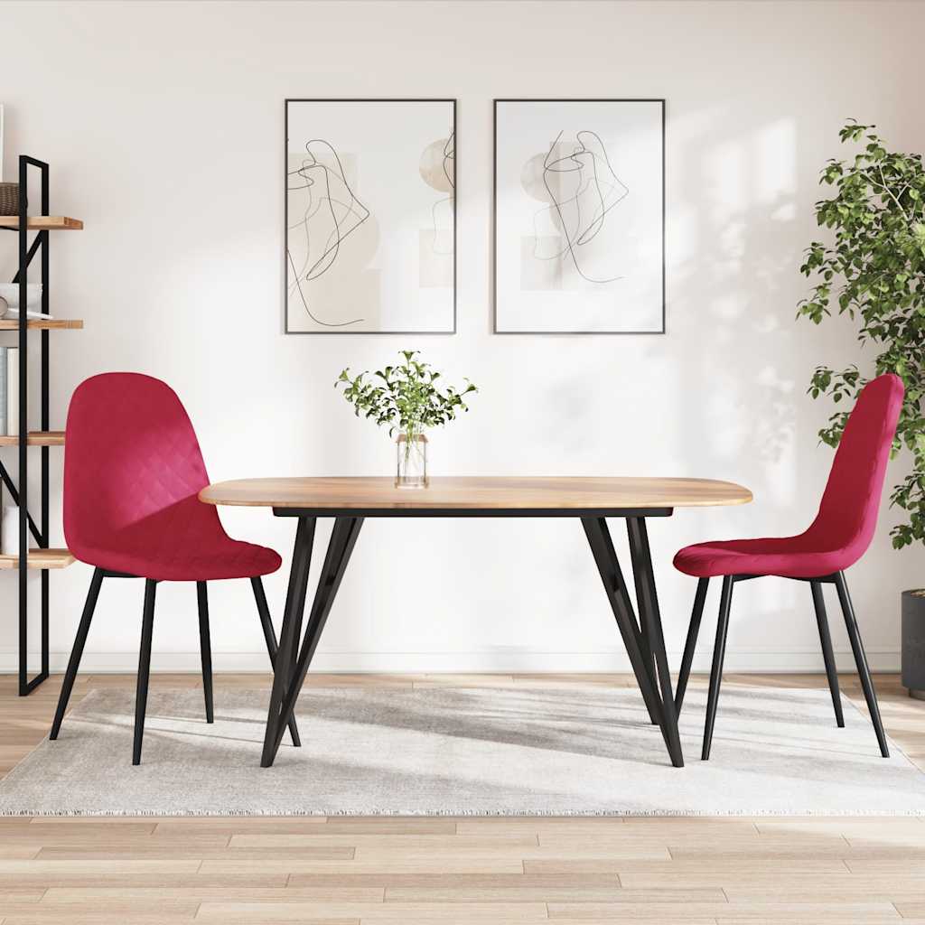 Vidaxl eetkamerstoelen 2 st fluweel wijnrood