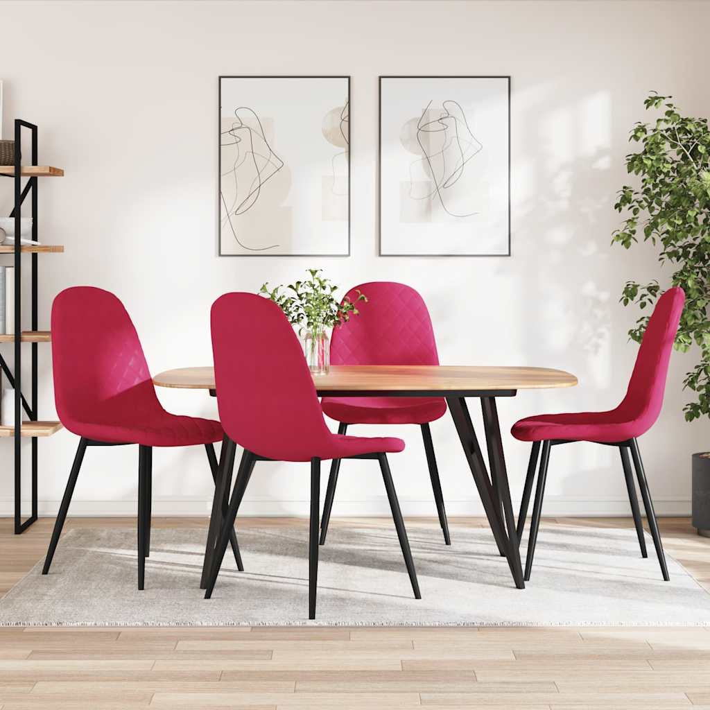 Vidaxl eetkamerstoelen 4 st fluweel wijnrood