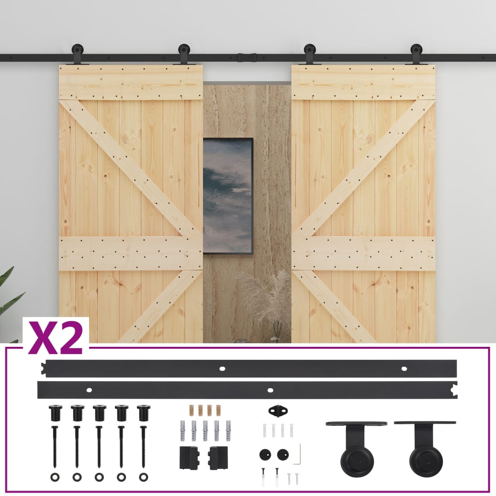 Vidaxl -Schiebetür mit Teig 80x210 cm Festkiefer
