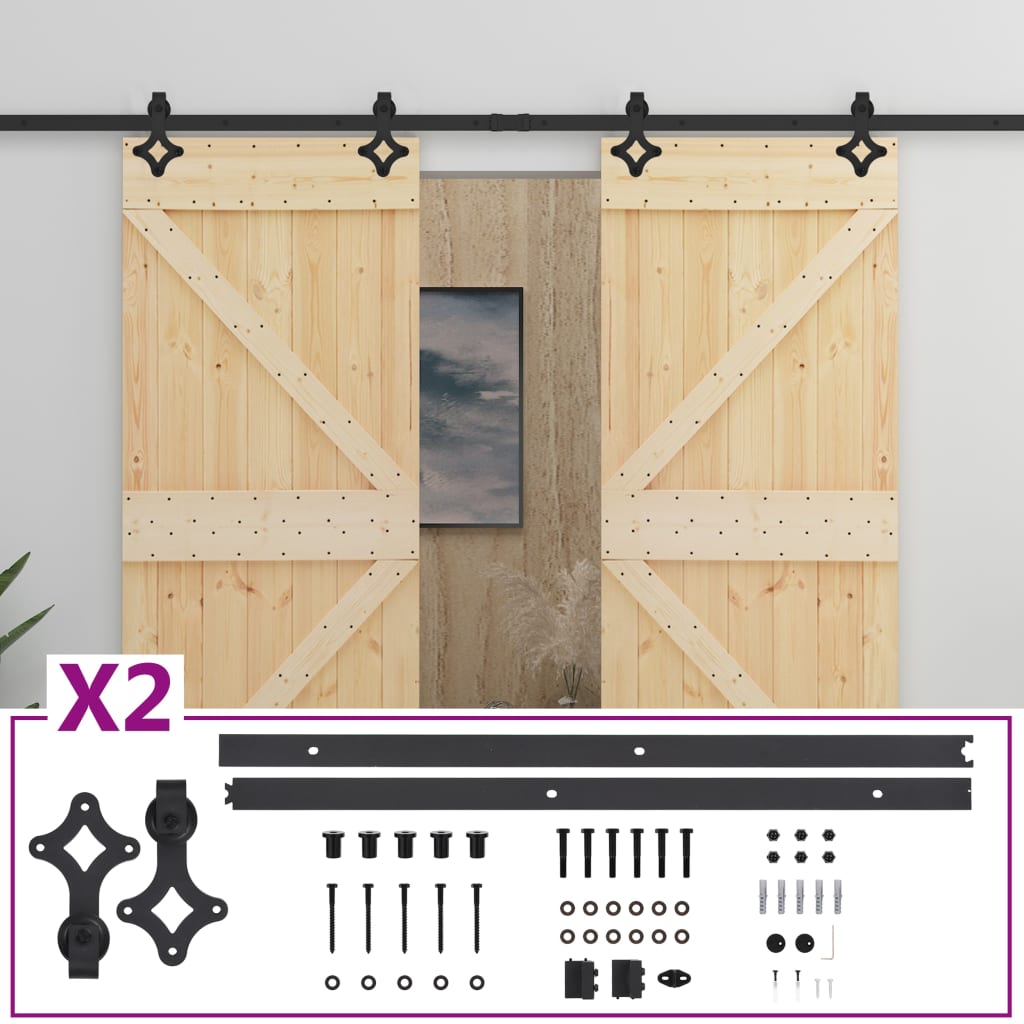 Vidaxl -Schiebetür mit Teig 90x210 cm Festkiefer