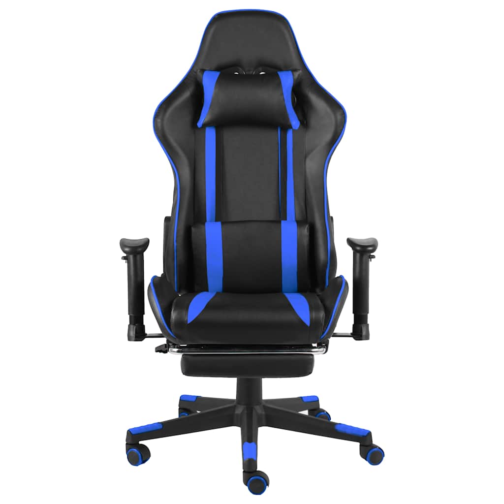 Vidaxl gamestoel draaibaar met voetensteun pvc blauw
