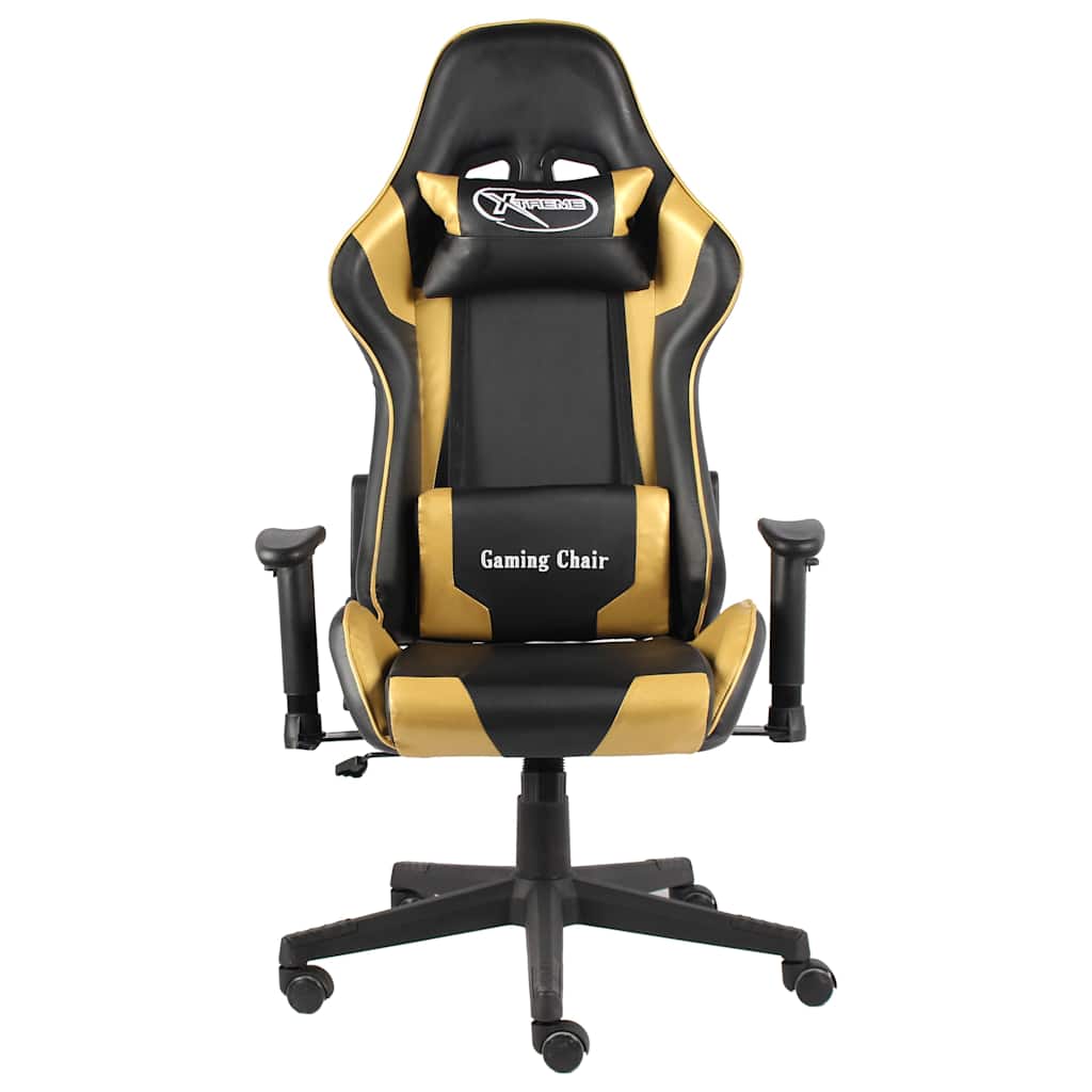 Vidaxl gamestoel draaibaar pvc goudkleurig