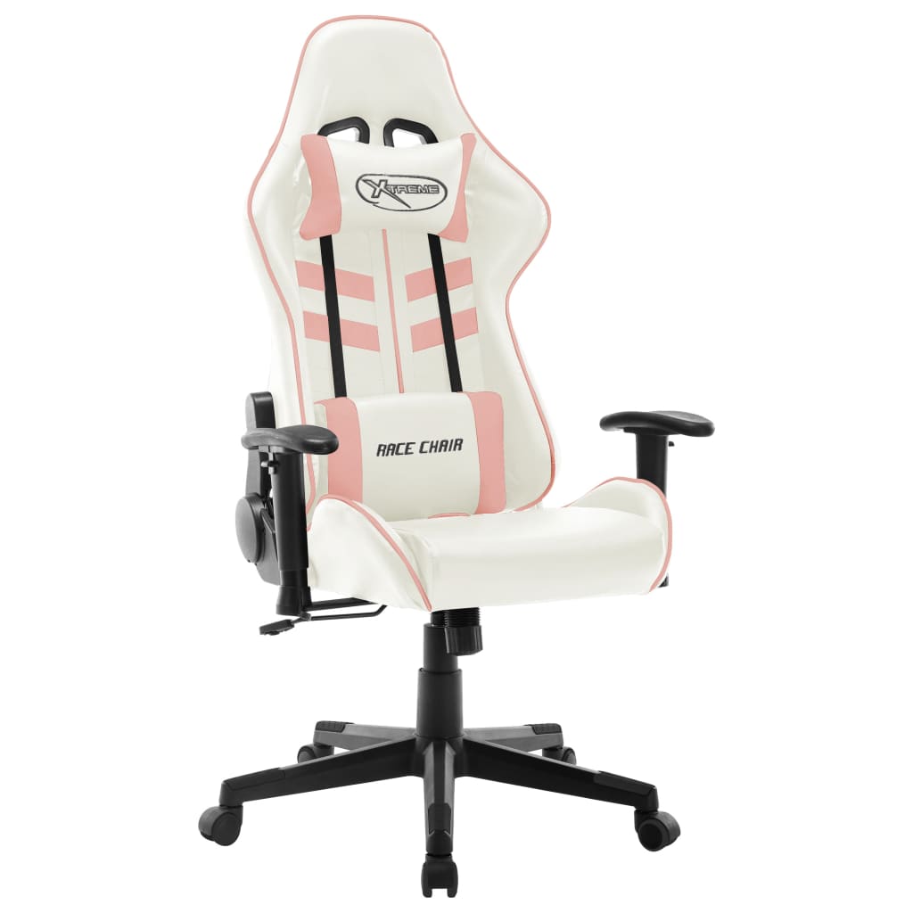 Vidaxl gamestoel kunstleer wit en roze