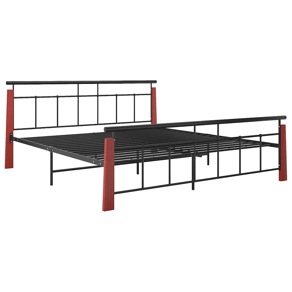 Vidaxl bedframe metaal en massief eikenhout 180x200 cm