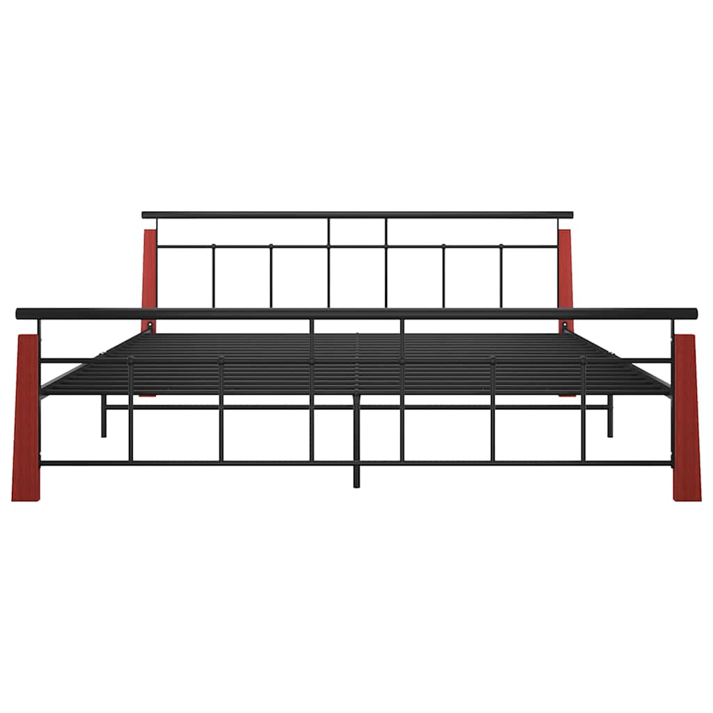 Vidaxl bedframe metaal en massief eikenhout 200x200 cm