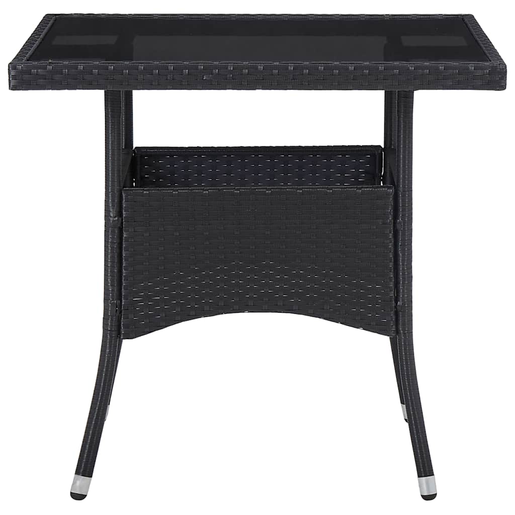 Vidaxl 3-delige tuinset poly rattan en glas zwart