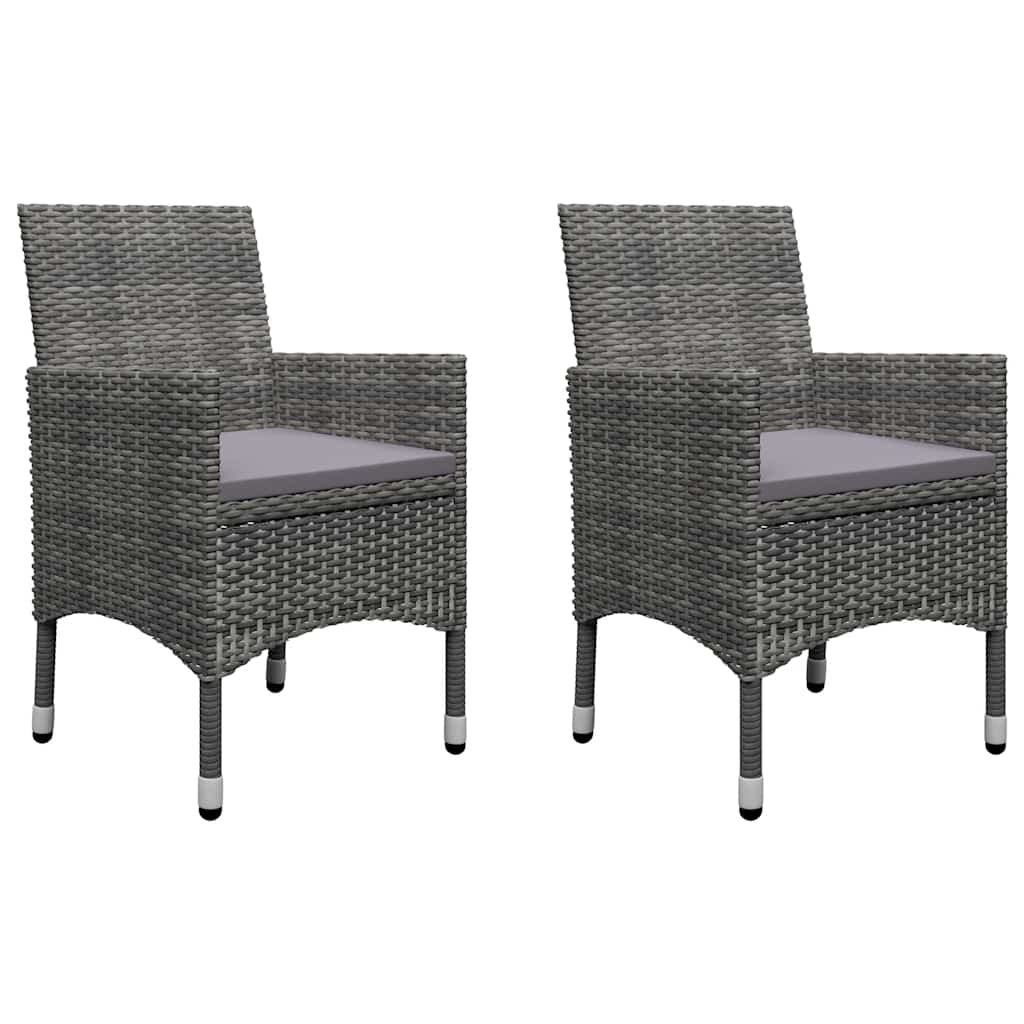 Vidaxl 3-delige bistroset poly rattan en gehard glas grijs