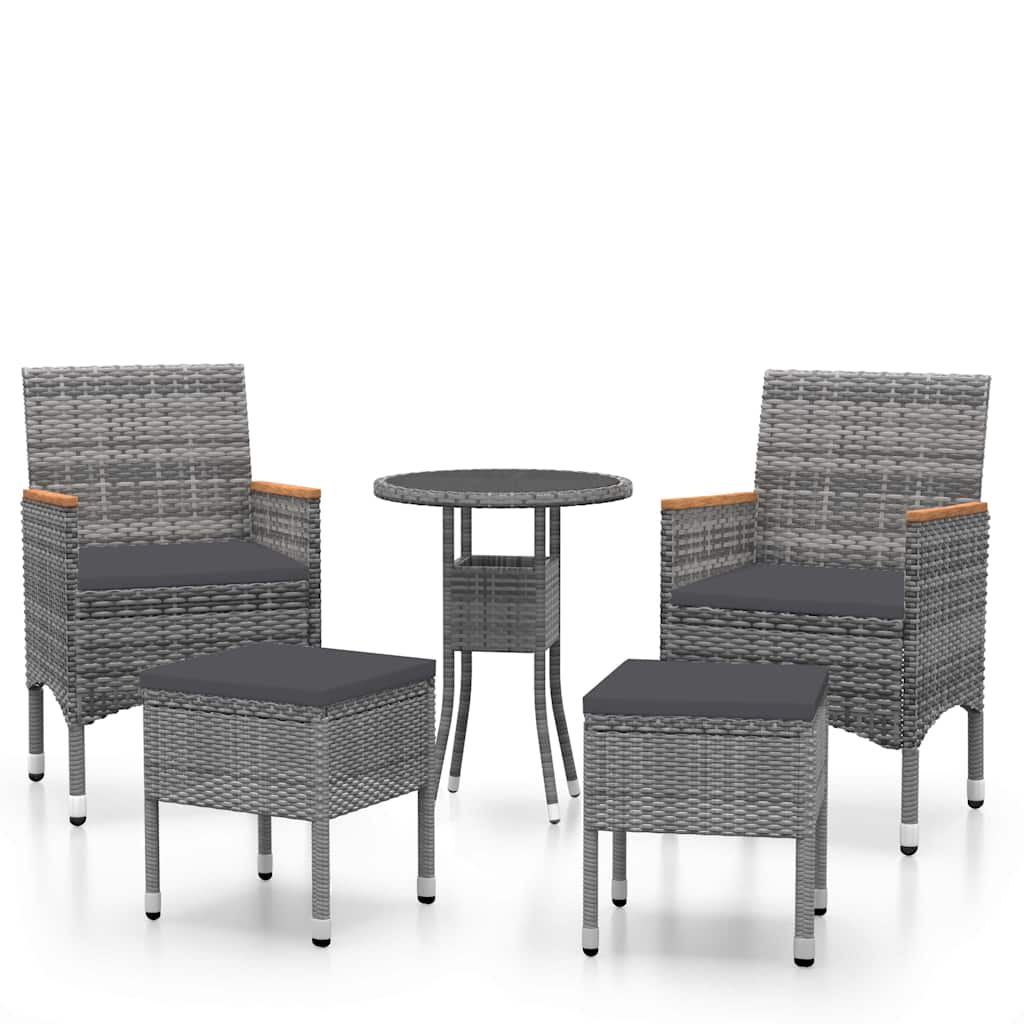 Vidaxl 5-delige loungeset poly rattan grijs