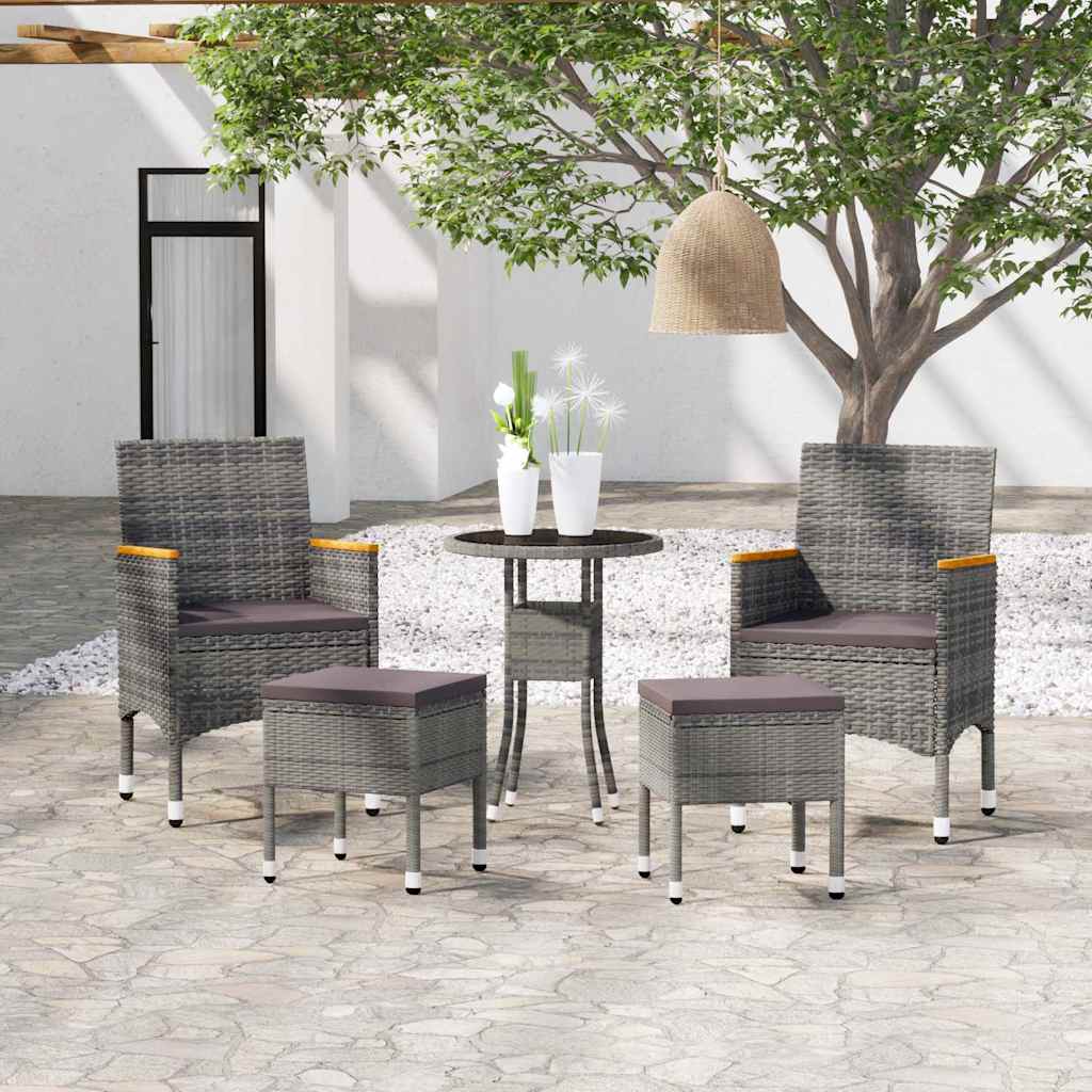 Vidaxl 5-delige loungeset poly rattan grijs