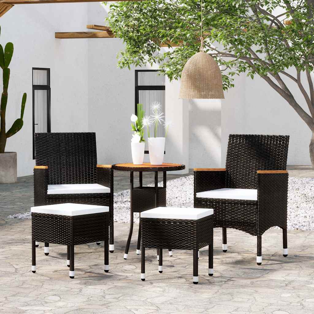 Vidaxl 5-delige loungeset poly rattan zwart