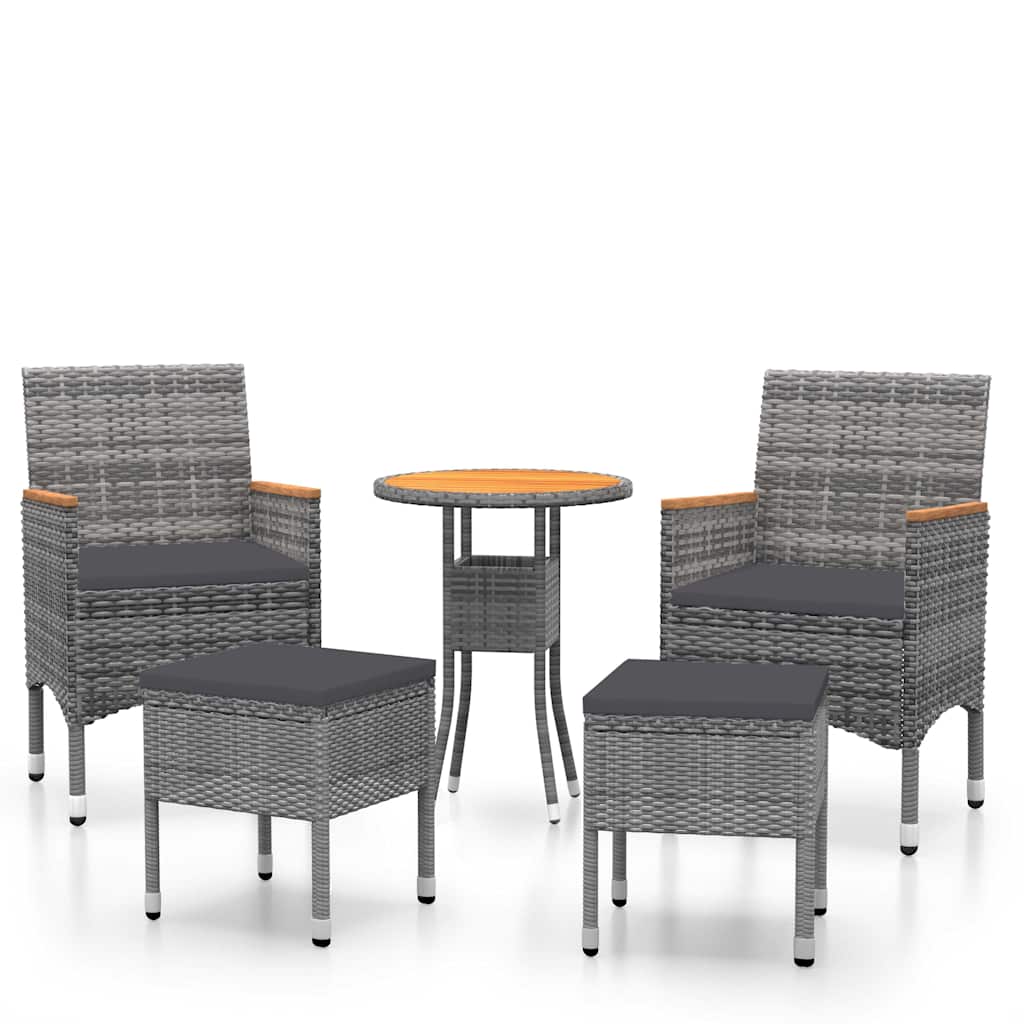 Vidaxl 5-delige loungeset poly rattan grijs