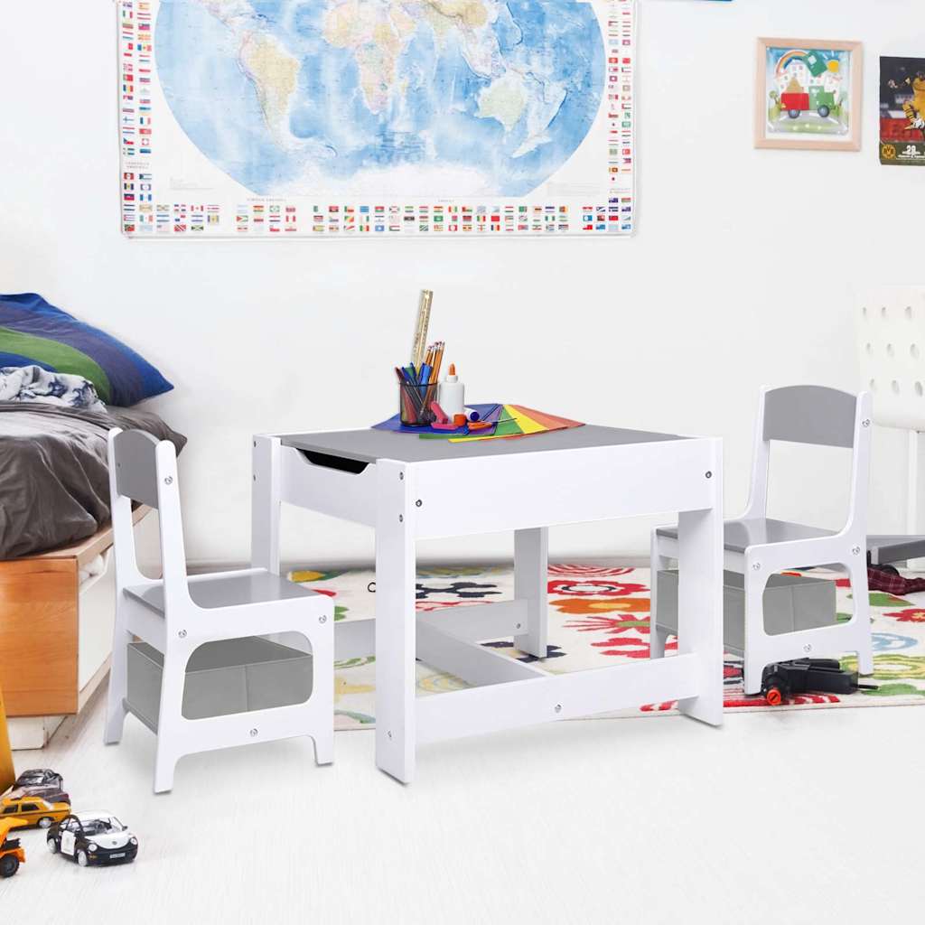 Vidaxl kindertafel met 2 stoelen mdf wit