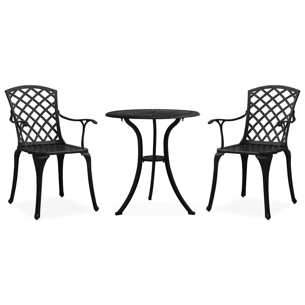 Vidaxl 3-delige bistroset gietaluminium zwart