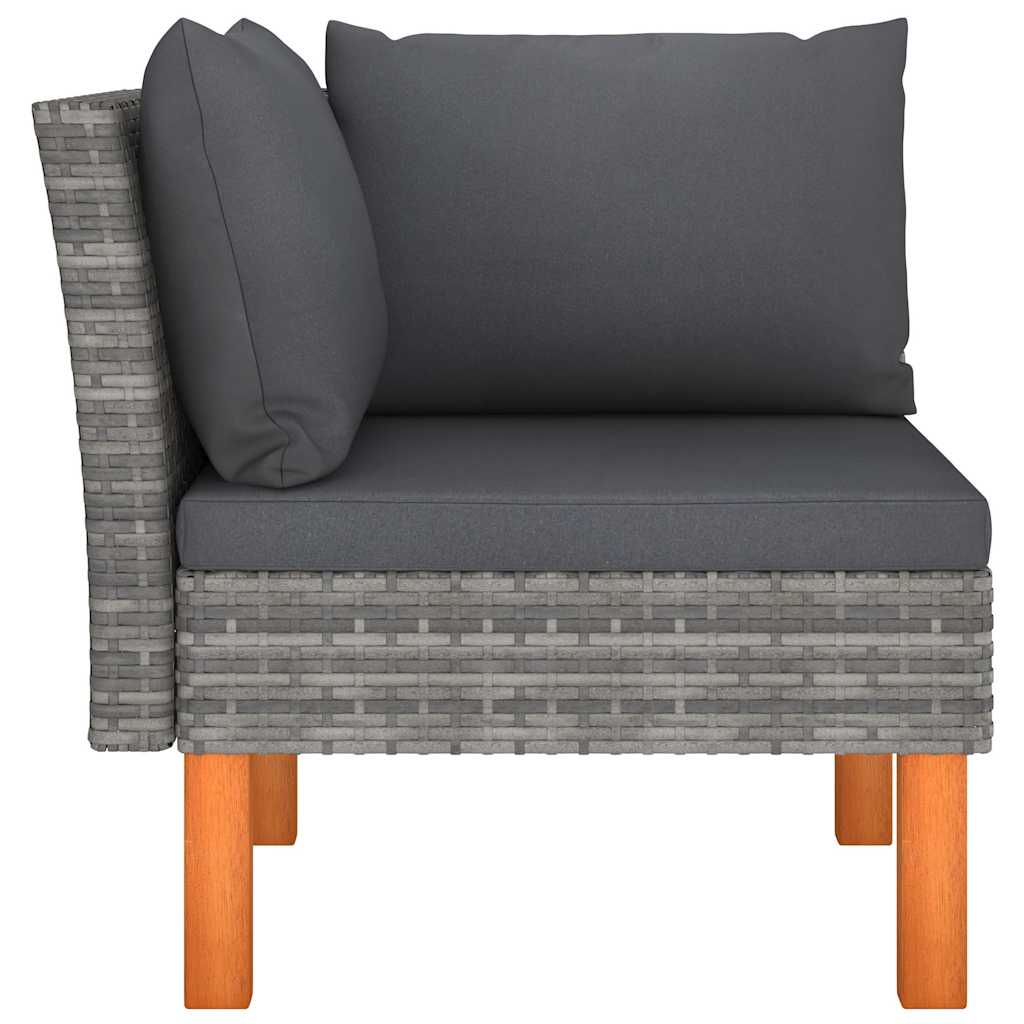 Vidaxl hoekbank poly rattan en massief eucalyptushout