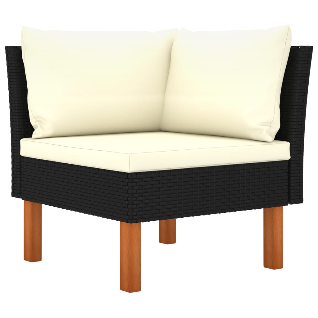 Vidaxl hoekbank poly rattan en massief eucalyptushout
