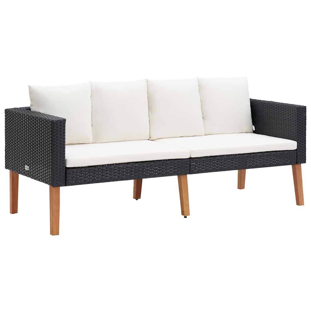 Vidaxl 2-delige loungeset met kussens poly rattan zwart