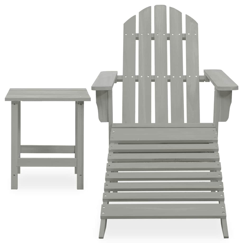 Vidaxl tuinstoel adirondack voetenbank tafel massief vurenhout grijs