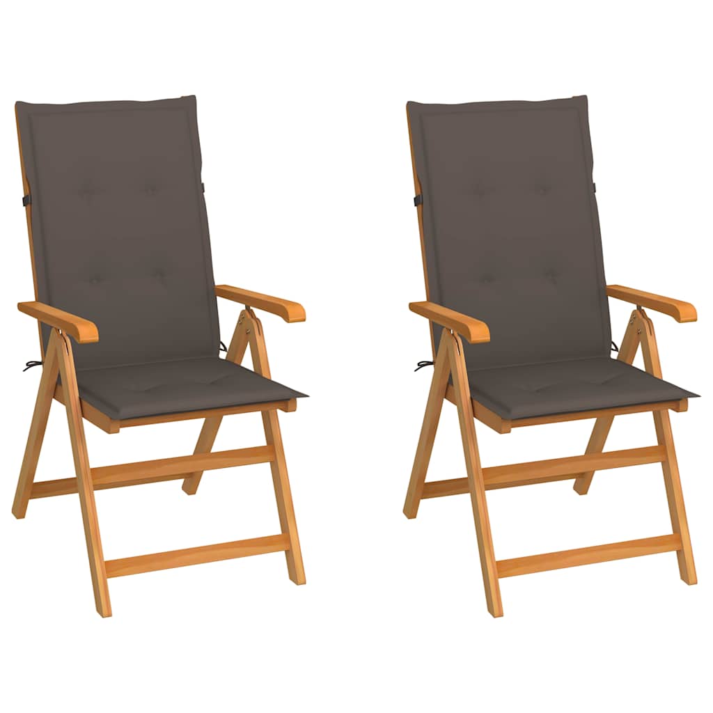 Vidaxl tuinstoelen 2 st met taupe kussens massief teakhout