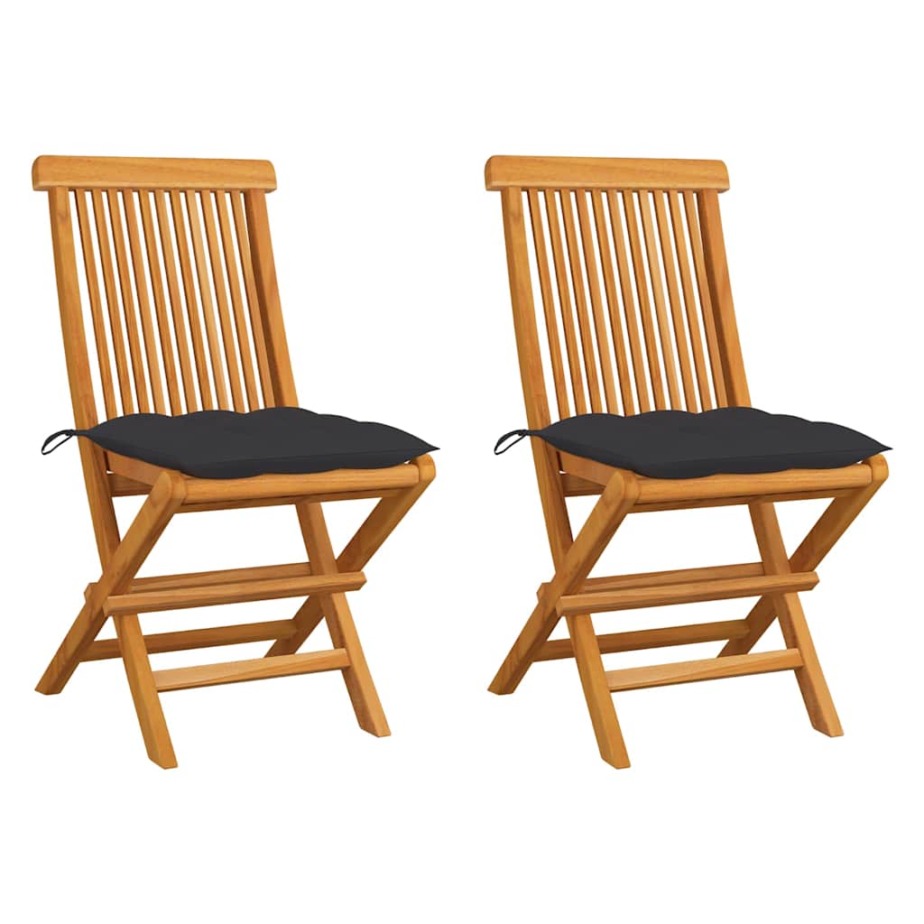 Vidaxl tuinstoelen 2 st met antracietkleurige kussens massief teakhout