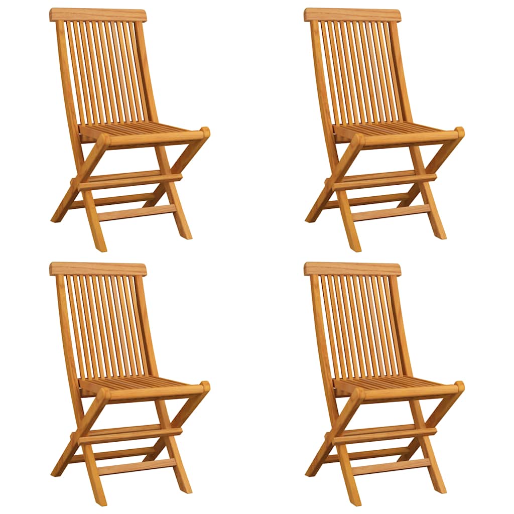 Vidaxl tuinstoelen 4 st met zwarte kussens massief teakhout