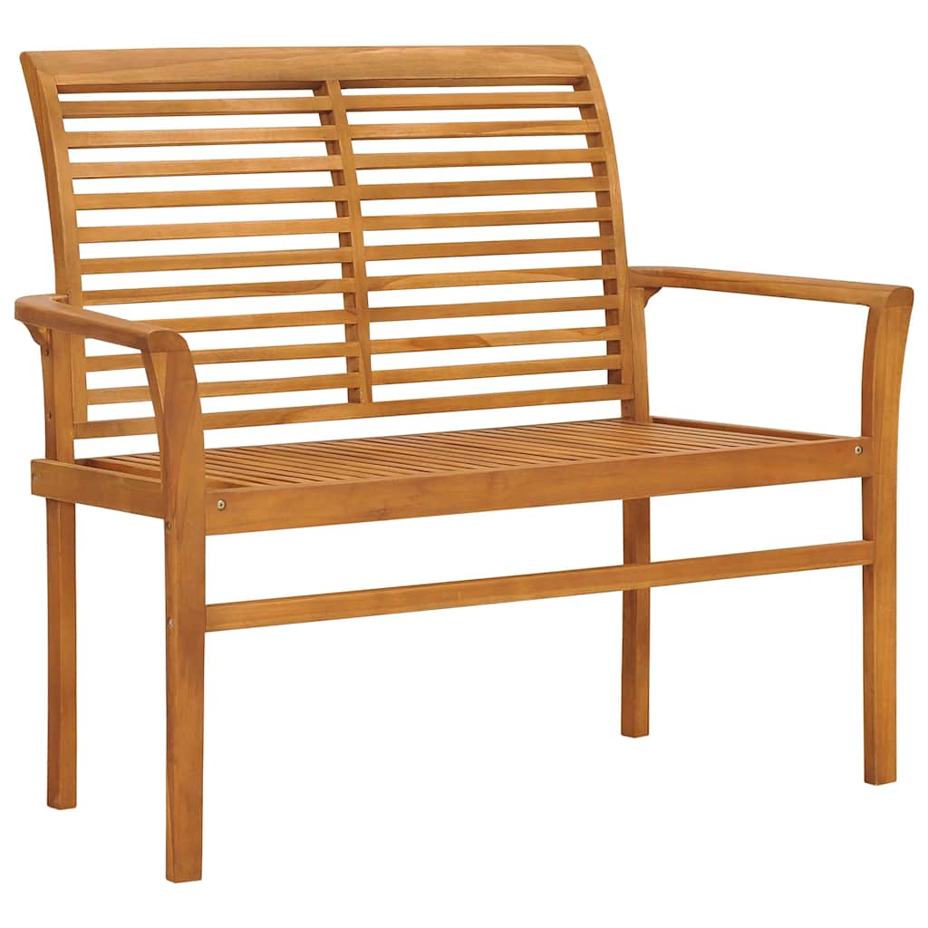 Vidaxl tuinbank met zwart kussen 112 cm massief teakhout