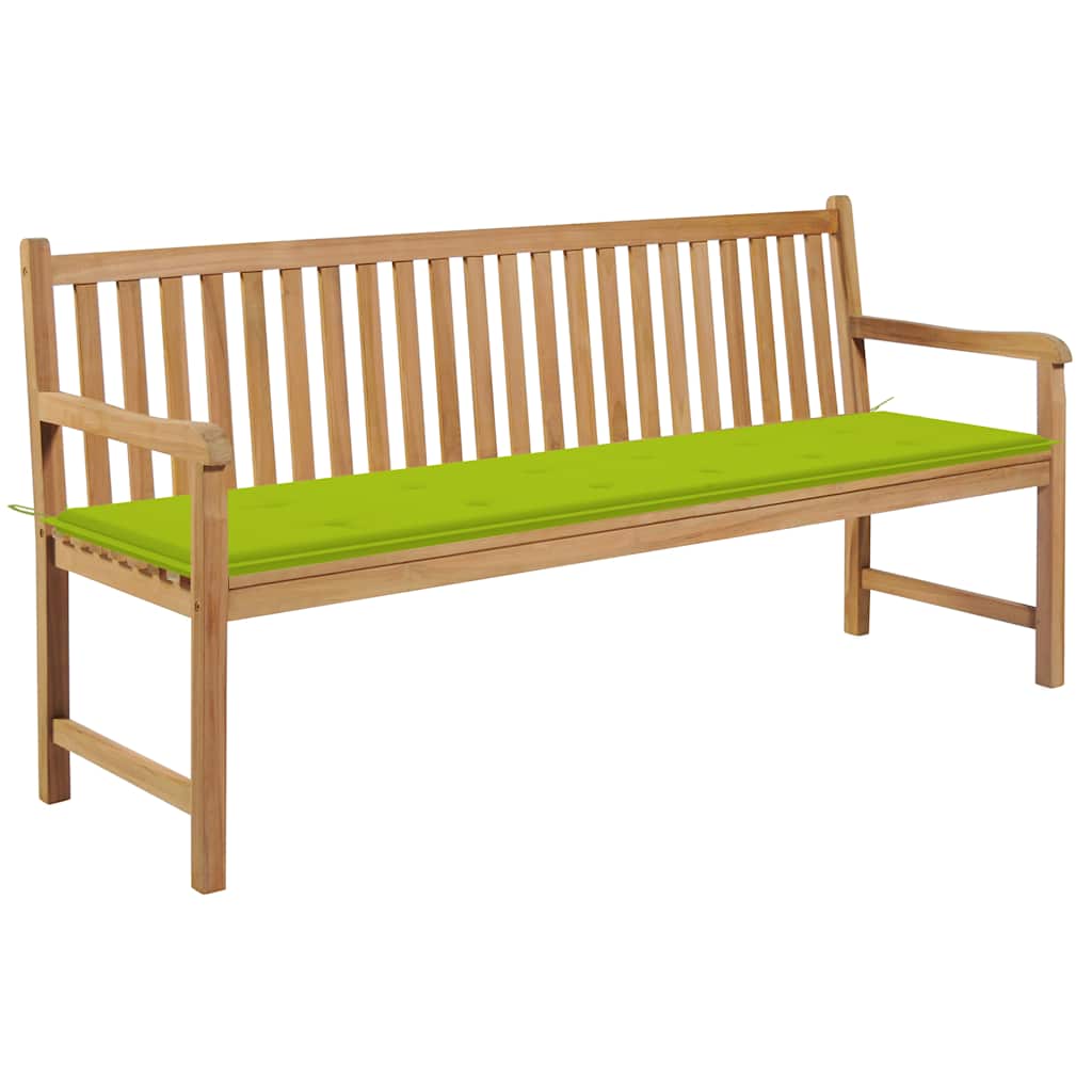 Vidaxl tuinbank met heldergroen kussen 175 cm massief teakhout